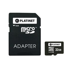 Muistikortti Platinet MicroSD 32GB (class10) + SD-sovitin hinta ja tiedot | Puhelimen muistikortit | hobbyhall.fi