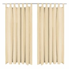 vidaXL Mikro-satiiniverhot silmukoilla 2 kpl 140x225 cm Beige hinta ja tiedot | Verhot | hobbyhall.fi