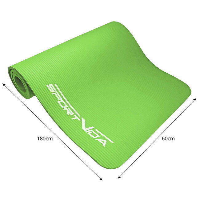 SportVida NBR Non-Slip Exercise Mat -treenimatto, 180 x 60 x 1 cm, vihreä hinta ja tiedot | Joogamatot | hobbyhall.fi