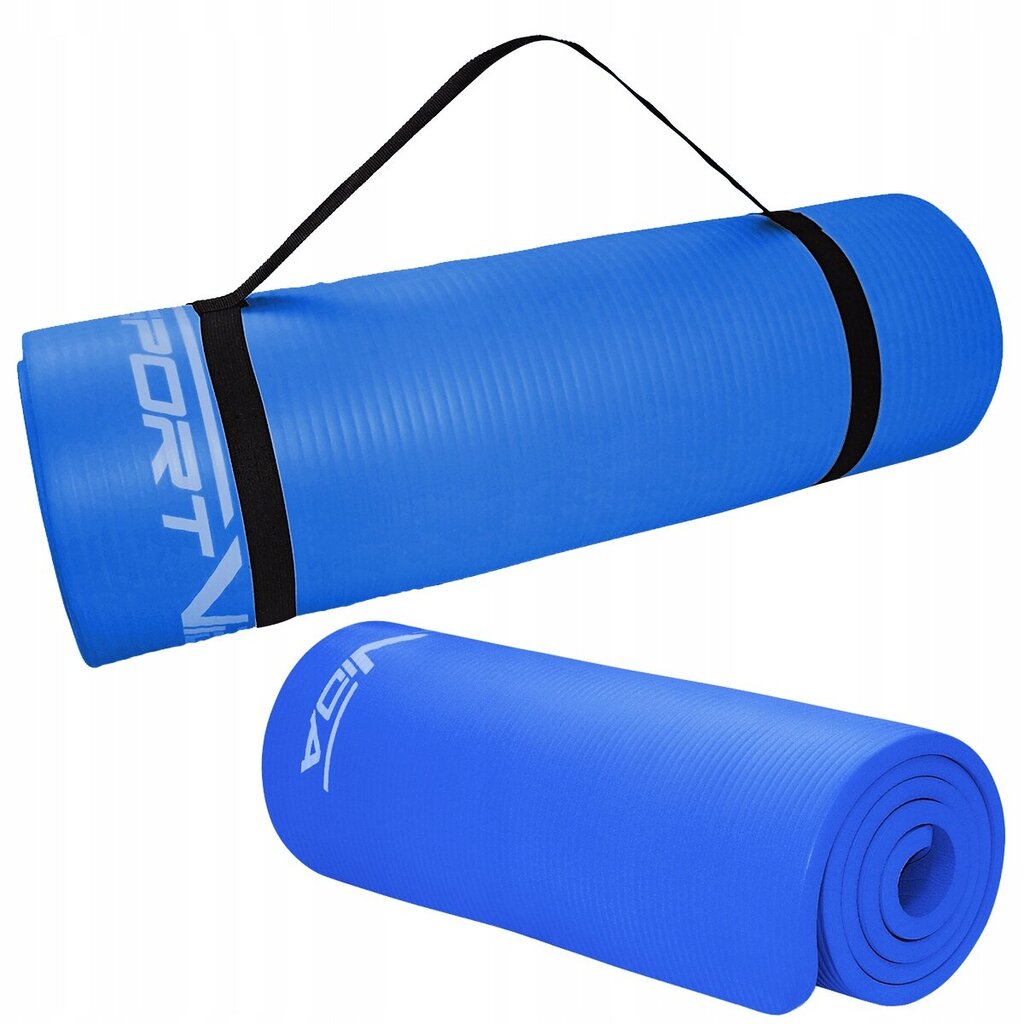 SportVida NBR Non-Slip Exercise Mat -treenimatto, 180 x 60 x 1 cm, sininen hinta ja tiedot | Joogamatot | hobbyhall.fi