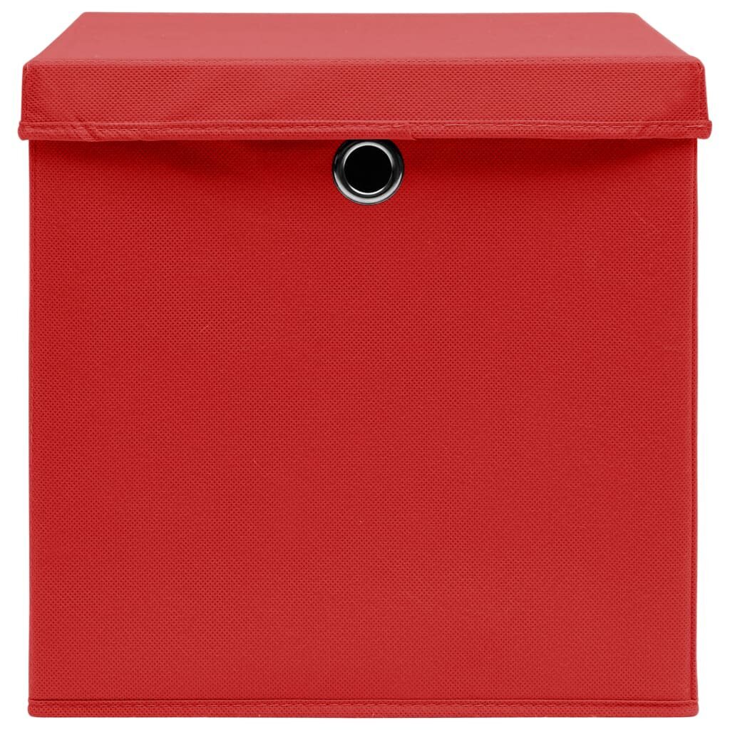 vidaXL Säilytyslaatikot kansilla 10 kpl punainen 32x32x32 cm kangas hinta ja tiedot | Säilytyslaatikot ja -korit | hobbyhall.fi
