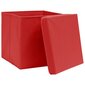 vidaXL Säilytyslaatikot kansilla 10 kpl punainen 32x32x32 cm kangas hinta ja tiedot | Säilytyslaatikot ja -korit | hobbyhall.fi