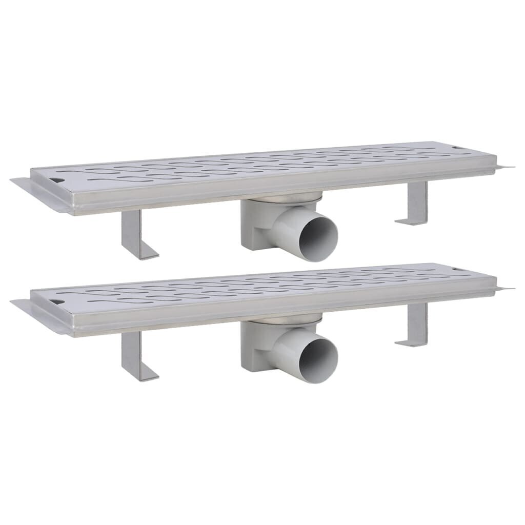 vidaXL Lineaarinen suihkukaivo 2 kpl 530x140 mm ruostumaton teräs hinta ja tiedot | Lattiakaivot | hobbyhall.fi