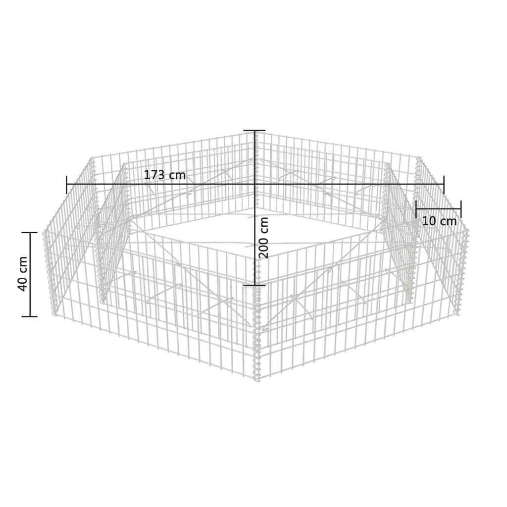 vidaXL Korotettu kuusikulmainen gabion-/kivikorikehys 200x173x40 cm hinta ja tiedot | Kukkaruukut | hobbyhall.fi