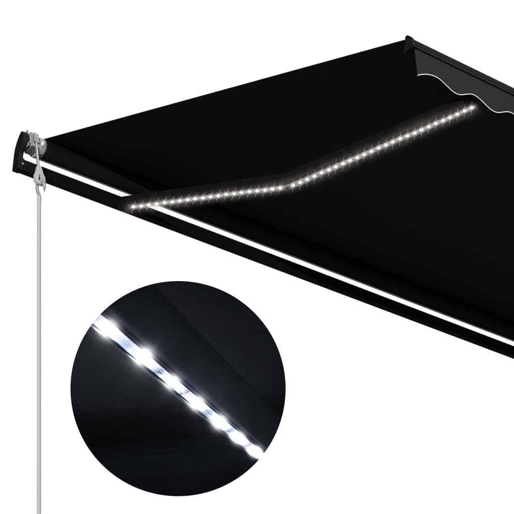 vidaXL Sisäänkelattava markiisi tuulisensori/LED 400x300cm antrasiitti hinta ja tiedot | Aurinkovarjot ja markiisit | hobbyhall.fi