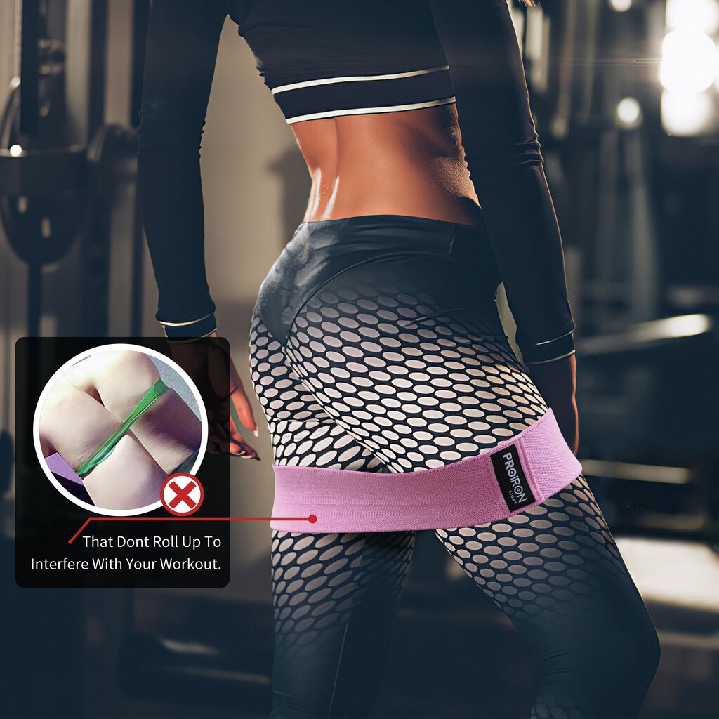 ProIron Fabric Booty Exercise Band Set harjoitusnauhasetti, 3kpl hinta ja tiedot | Vastuskuminauhat | hobbyhall.fi