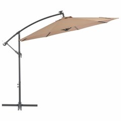 vidaXL Aurinkovarjo LED-valoilla ja teräspylväällä 300cm ruskeanharmaa hinta ja tiedot | Aurinkovarjot ja markiisit | hobbyhall.fi