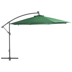 vidaXL Aurinkovarjo LED-valoilla ja metallipylväällä 350 cm vihreä hinta ja tiedot | Aurinkovarjot ja markiisit | hobbyhall.fi