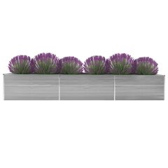 vidaXL Korotettu kukkalaatikko galvanoitu teräs 480x80x77 cm harmaa hinta ja tiedot | Kukkalaatikot | hobbyhall.fi