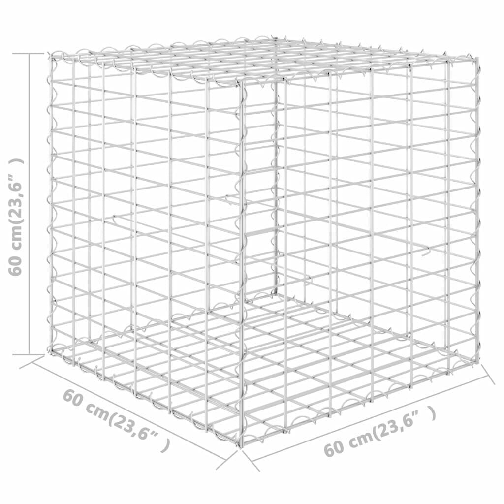 vidaXL Korotettu kivikori/kukkalaatikko teräslanka 60x60x60 cm hinta ja tiedot | Kukkaruukut | hobbyhall.fi