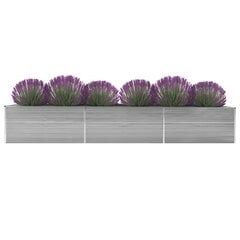 vidaXL Korotettu kukkalaatikko galvanoitu teräs 480x80x45 cm harmaa hinta ja tiedot | Kukkalaatikot | hobbyhall.fi