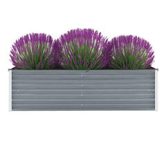 vidaXL Korotettu kukkalaatikko galvanoitu teräs 160x40x45 cm harmaa hinta ja tiedot | Kukkalaatikot | hobbyhall.fi