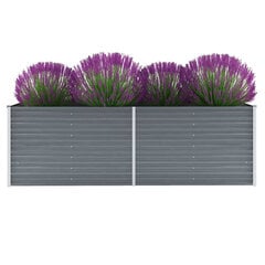 vidaXL Korotettu kukkalaatikko galvanoitu teräs 240x80x77 cm harmaa hinta ja tiedot | Kukkalaatikot | hobbyhall.fi