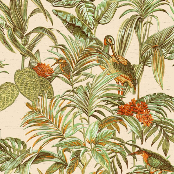 DUTCH WALLCOVERINGS Tapetti Bird-of-Paradise vihreä