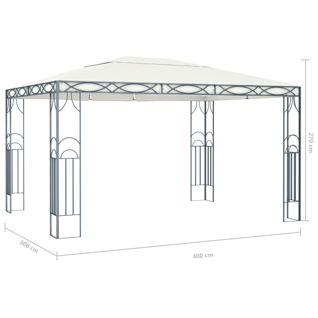 vidaXL Huvimaja LED-valonauhoilla 400x300 cm kerma hinta ja tiedot | Puutarhapaviljongit | hobbyhall.fi