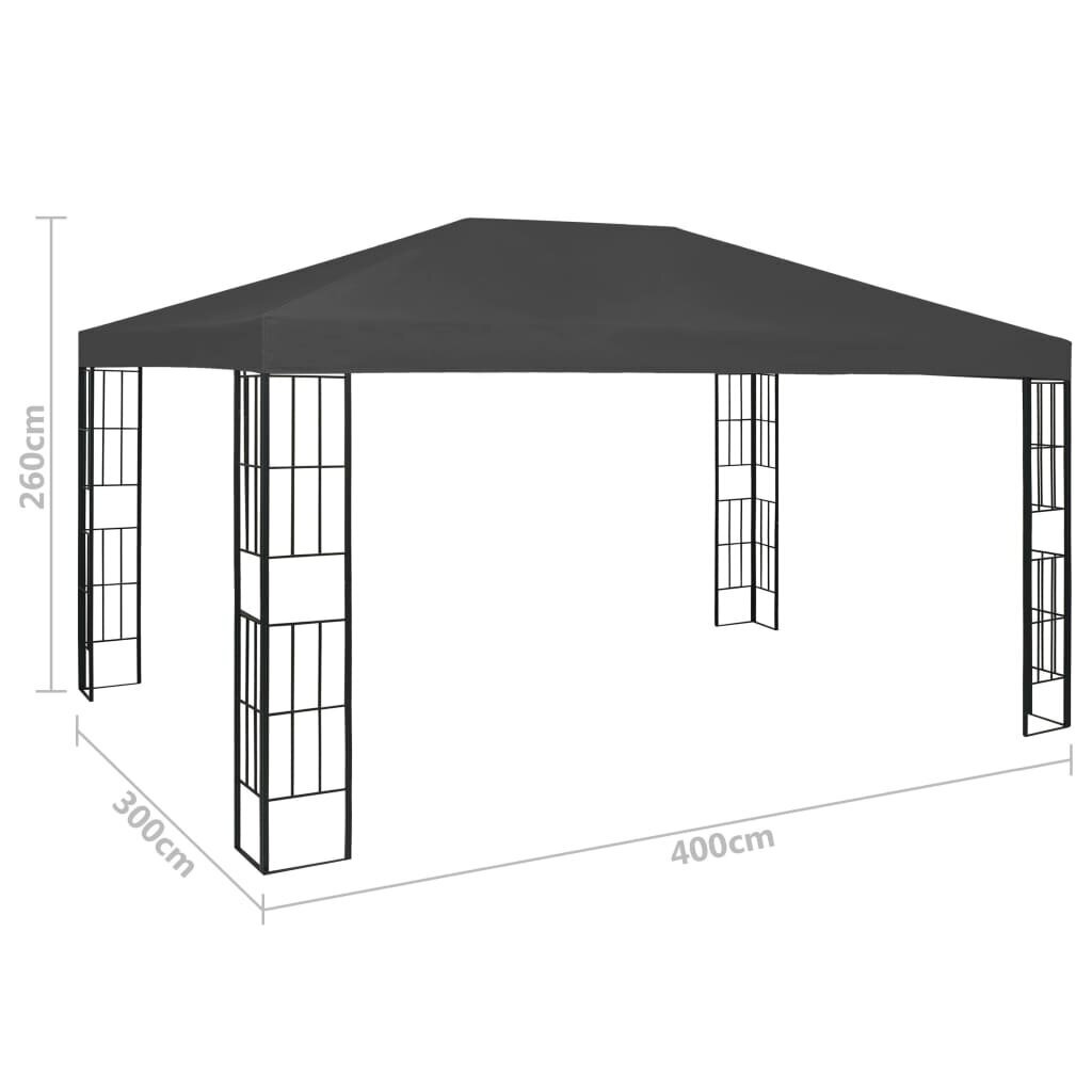 vidaXL Huvimaja LED-valonauhoilla 3x4 m antrasiitti hinta ja tiedot | Puutarhapaviljongit | hobbyhall.fi