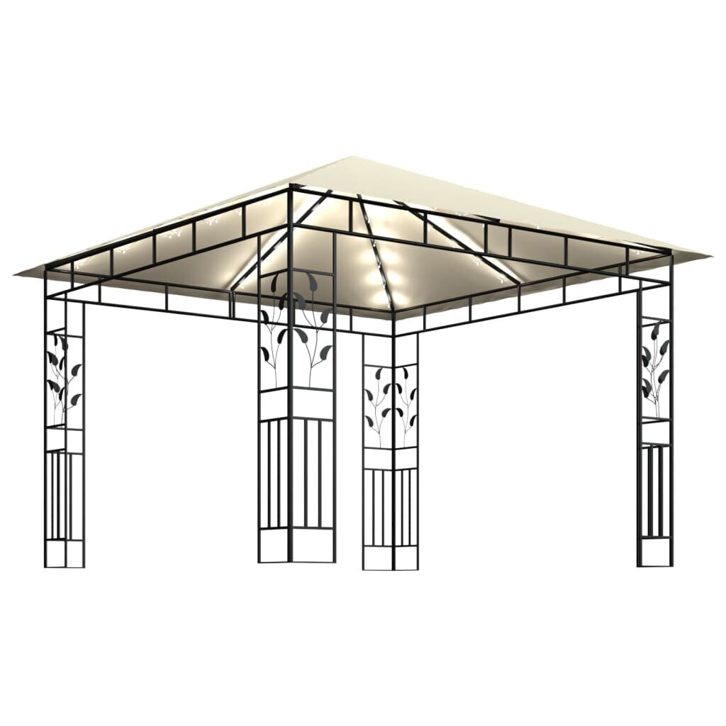 vidaXL Huvimaja hyttysverkko ja LED-valonauhat 3x3x2,73 m kerma hinta ja tiedot | Puutarhapaviljongit | hobbyhall.fi