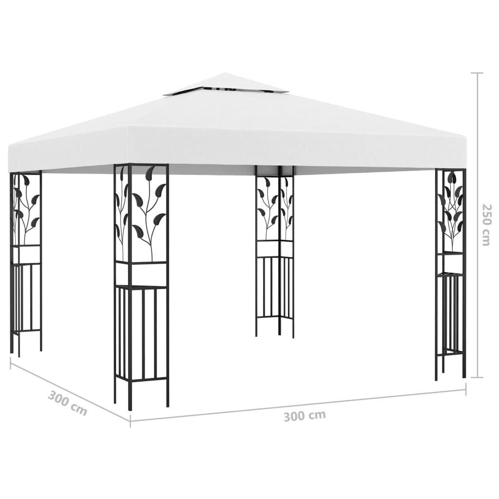 vidaXL Huvimaja LED-valonauhoilla 3x3 m valkoinen hinta ja tiedot | Puutarhapaviljongit | hobbyhall.fi