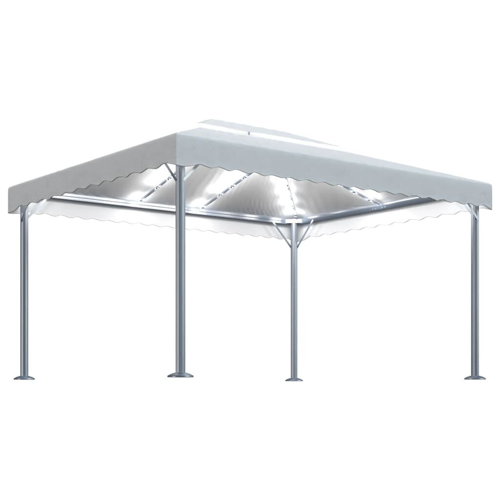 vidaXL Huvimaja LED-valonauhoilla 400x300 cm kerma alumiini hinta ja tiedot | Puutarhapaviljongit | hobbyhall.fi