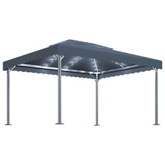 vidaXL Huvimaja LED-valonauhoilla 400x300 cm antrasiitti alumiini hinta ja tiedot | Puutarhapaviljongit | hobbyhall.fi