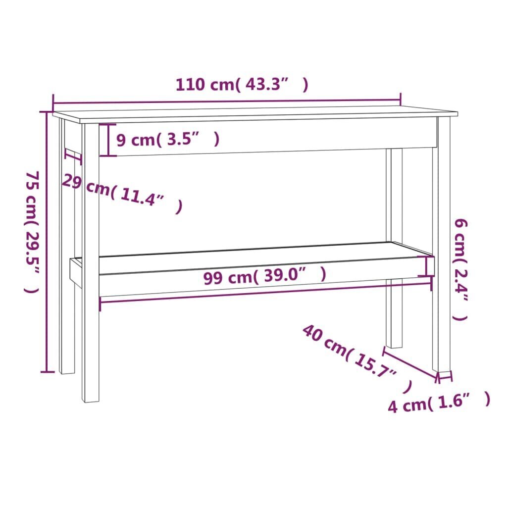 vidaXL Konsolipöytä hunajanruskea 110x40x75 cm täysi mänty hinta ja tiedot | Sivupöydät | hobbyhall.fi