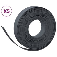 vidaXL Puutarhareunukset 5 kpl harmaa 10 m 10 cm polyeteeni hinta ja tiedot | Aidat ja tarvikkeet | hobbyhall.fi