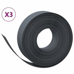 vidaXL Puutarhareunukset 3 kpl harmaa 10 m 15 cm polyeteeni hinta ja tiedot | Aidat ja tarvikkeet | hobbyhall.fi