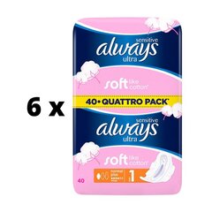 Terveyssiteet Always Ultra Sensitive Quattro, 40 kpl x 6 kpl paketti hinta ja tiedot | Tamponit ja terveyssiteet | hobbyhall.fi