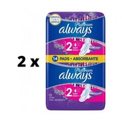 Terveyssiteet Always Platinum Super, 14 kpl x 2 kpl paketti hinta ja tiedot | Tamponit ja terveyssiteet | hobbyhall.fi