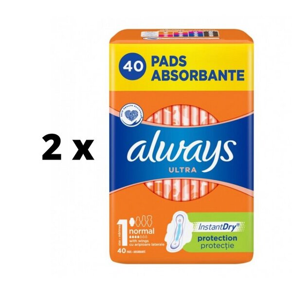 Terveyssiteet Always Ultra Normal Plus, 40 kpl x 2 kpl paketti