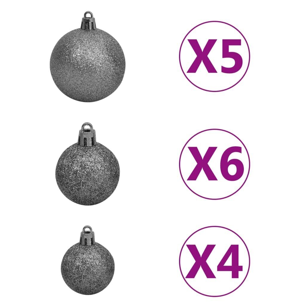 vidaXL Joulukuusi palloilla esivalaistu hopea 180 cm PET hinta ja tiedot | Joulukuuset ja kranssit | hobbyhall.fi