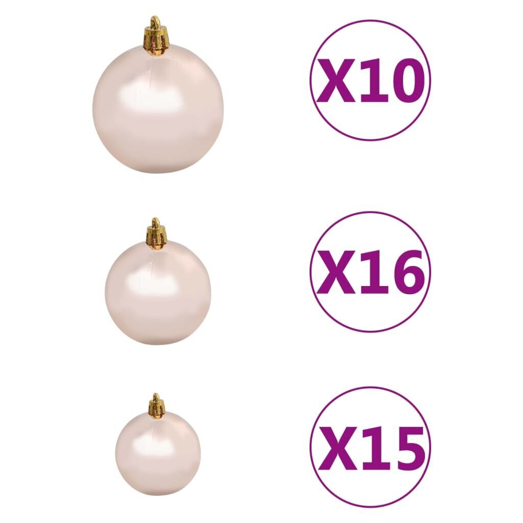 vidaXL Joulukuusi palloilla esivalaistu valkoinen 210 cm PVC hinta ja tiedot | Joulukuuset ja kranssit | hobbyhall.fi