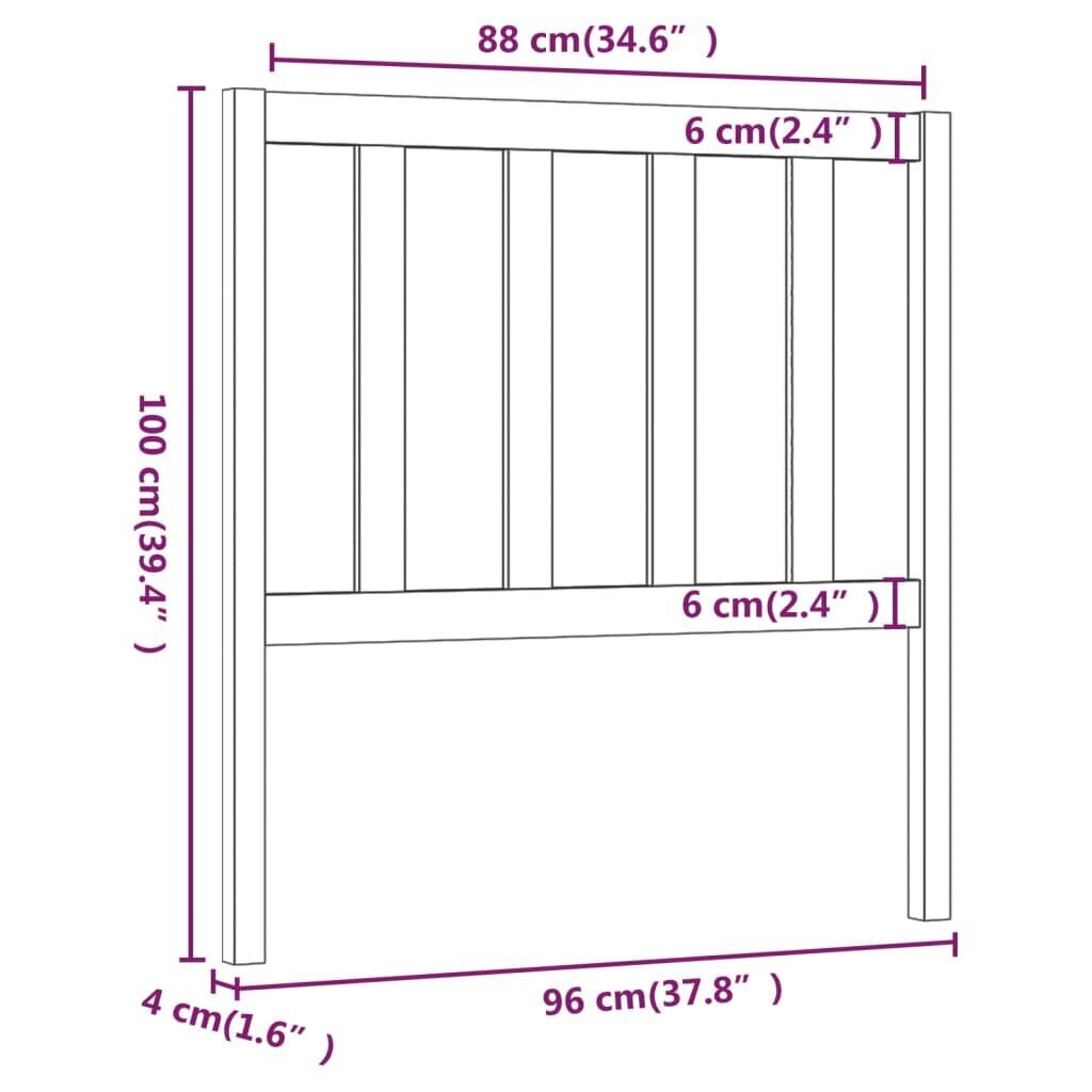 vidaXL Sängynpääty musta 96x4x100 cm täysi mänty hinta ja tiedot | Sängyt | hobbyhall.fi