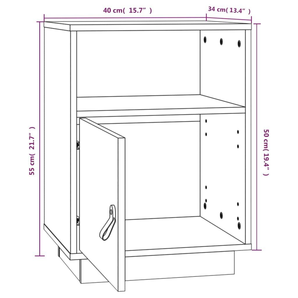 vidaXL Yöpöytä valkoinen 40x34x55 cm täysmänty hinta ja tiedot | Yöpöydät | hobbyhall.fi