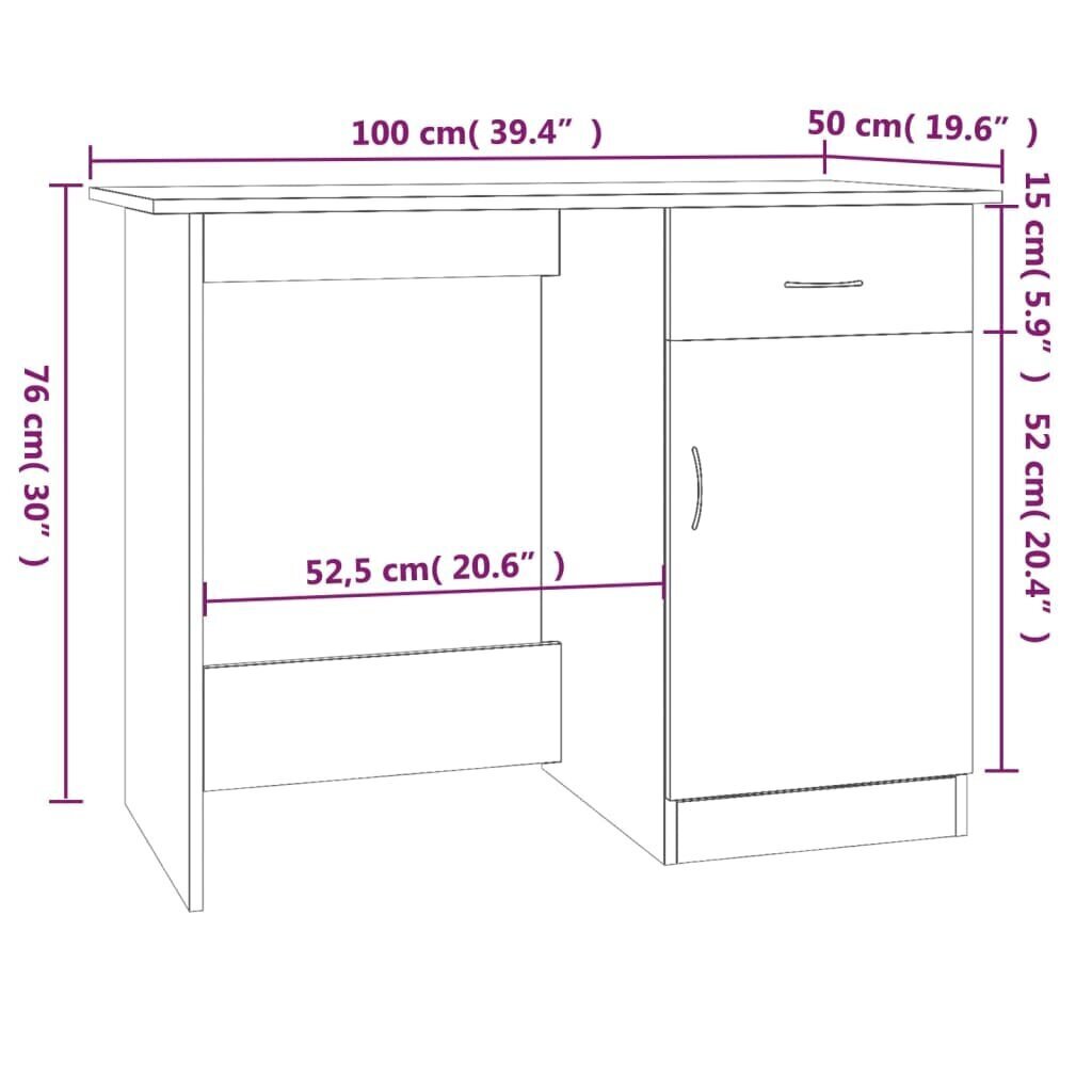 vidaXL Työpöytä savutammi 100x50x76 cm tekninen puu hinta ja tiedot | Tietokonepöydät ja työpöydät | hobbyhall.fi