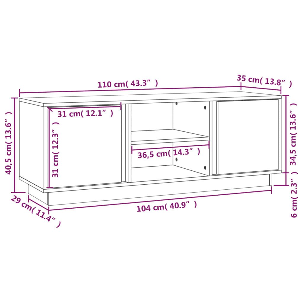 vidaXL TV-taso musta 110x35x40,5 cm täysmänty hinta ja tiedot | TV-tasot | hobbyhall.fi