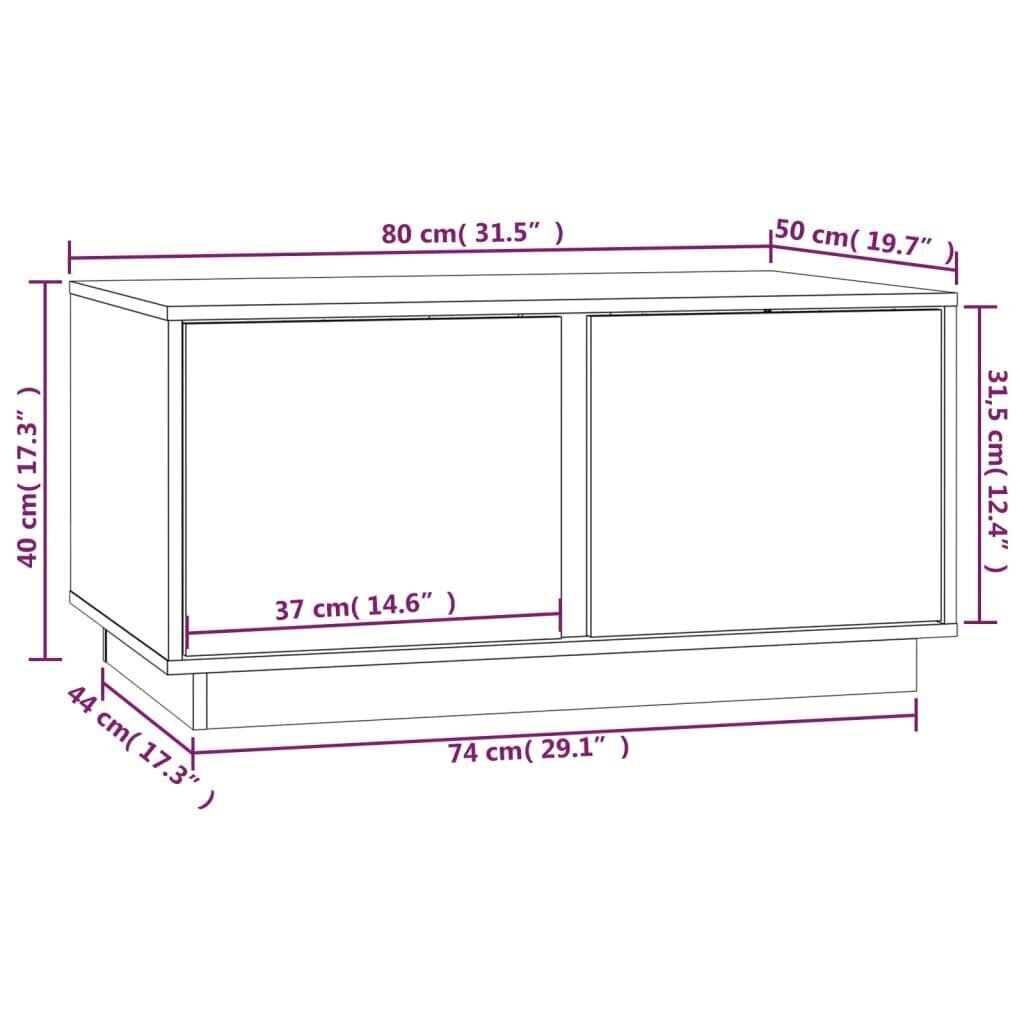 vidaXL Sohvapöytä musta 80x50x40 cm täysmänty hinta ja tiedot | Sohvapöydät | hobbyhall.fi