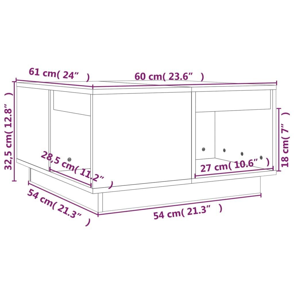 vidaXL Sohvapöytä musta 60x61x32,5 cm täysi mänty hinta ja tiedot | Sohvapöydät | hobbyhall.fi