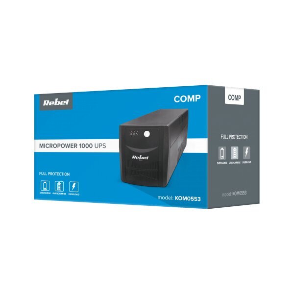 rebel ups malli "micropower 1000" ("offline", 1000va / 600w, 230 v, 50 hz) hinta ja tiedot | UPS-laitteet | hobbyhall.fi