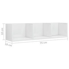vidaXL CD-seinähylly, valkoinen korkeakiilto, 75x18x18 cm hinta ja tiedot | Hyllyt | hobbyhall.fi