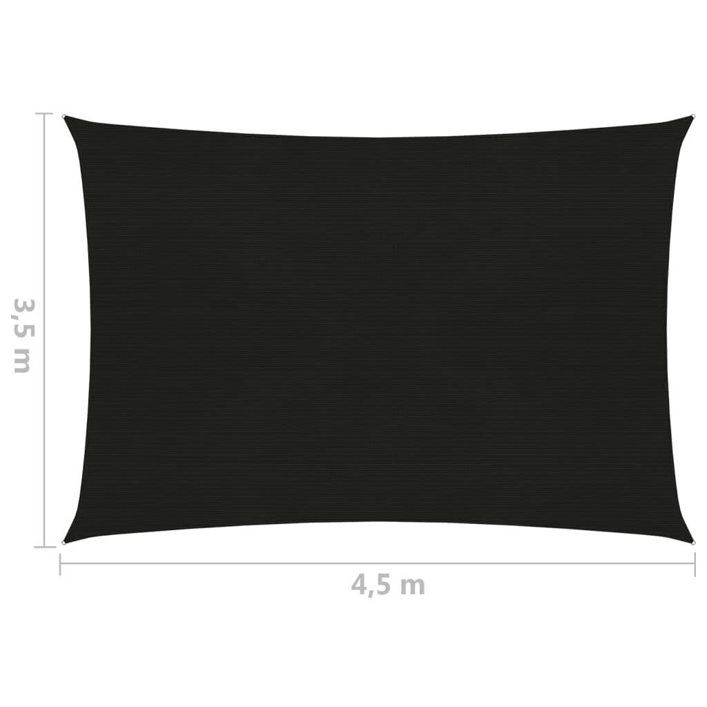 vidaXL Aurinkopurje 160 g/m² musta 3,5x4,5 m HDPE hinta ja tiedot | Aurinkovarjot ja markiisit | hobbyhall.fi