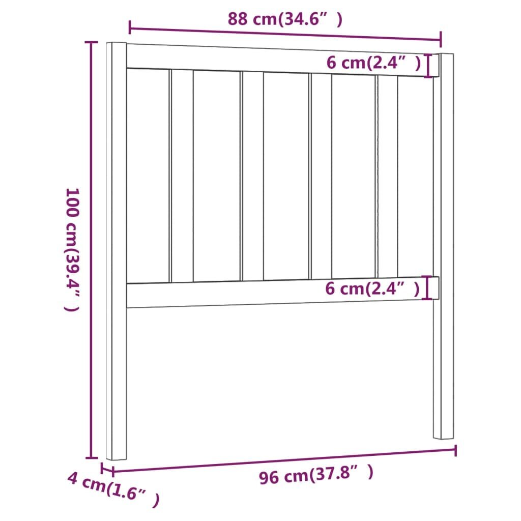 vidaXL Sängynpääty 96x4x100 cm täysi mänty hinta ja tiedot | Sängyt | hobbyhall.fi