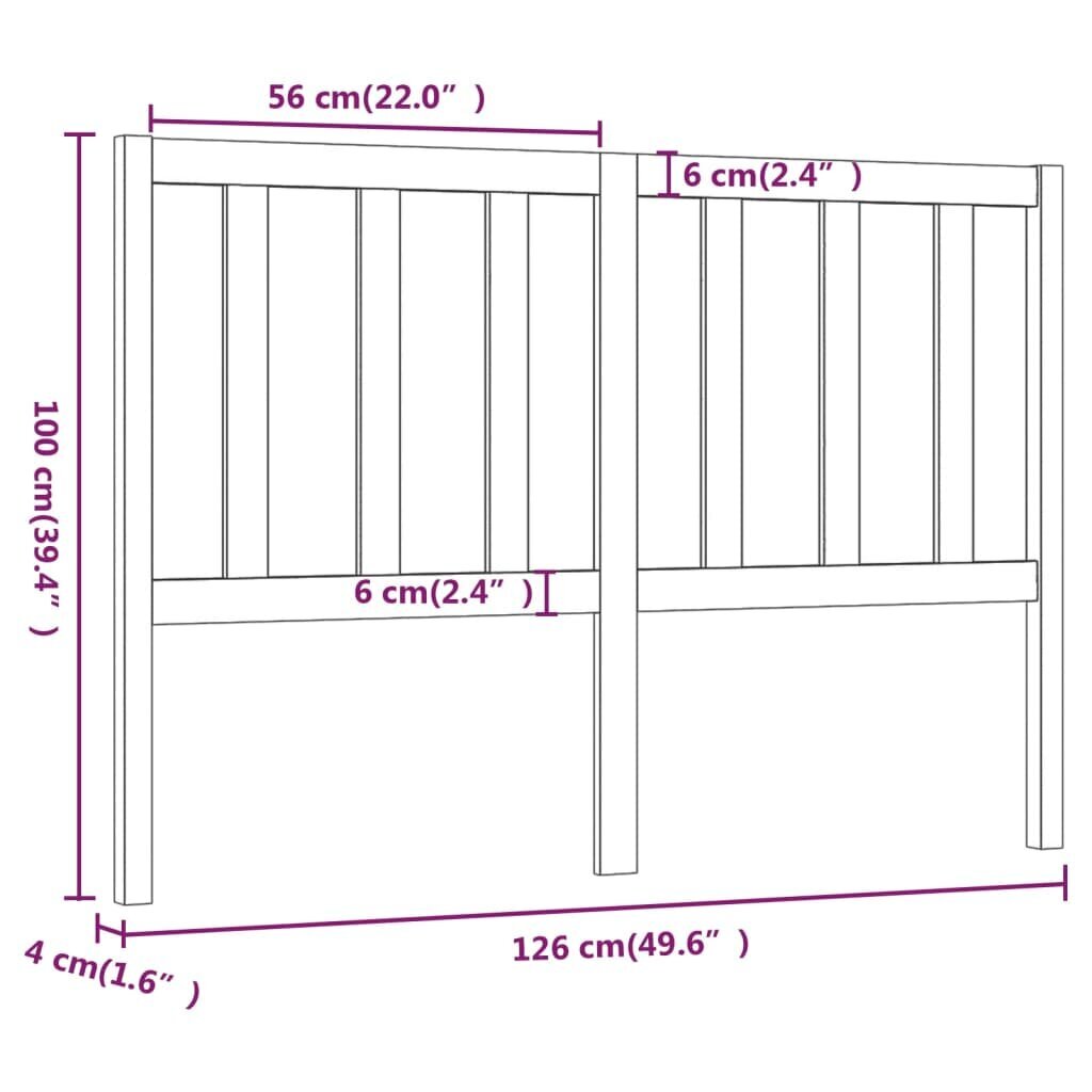 vidaXL Sängynpääty 126x4x100 cm täysi mänty hinta ja tiedot | Sängyt | hobbyhall.fi