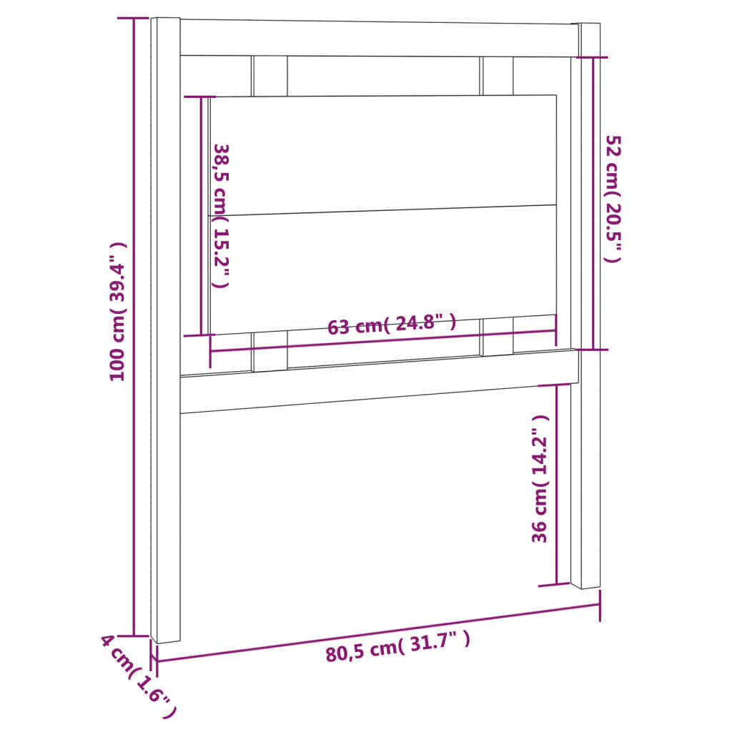 vidaXL Sängynpääty harmaa 80,5x4x100 cm täysi mänty hinta ja tiedot | Sängyt | hobbyhall.fi