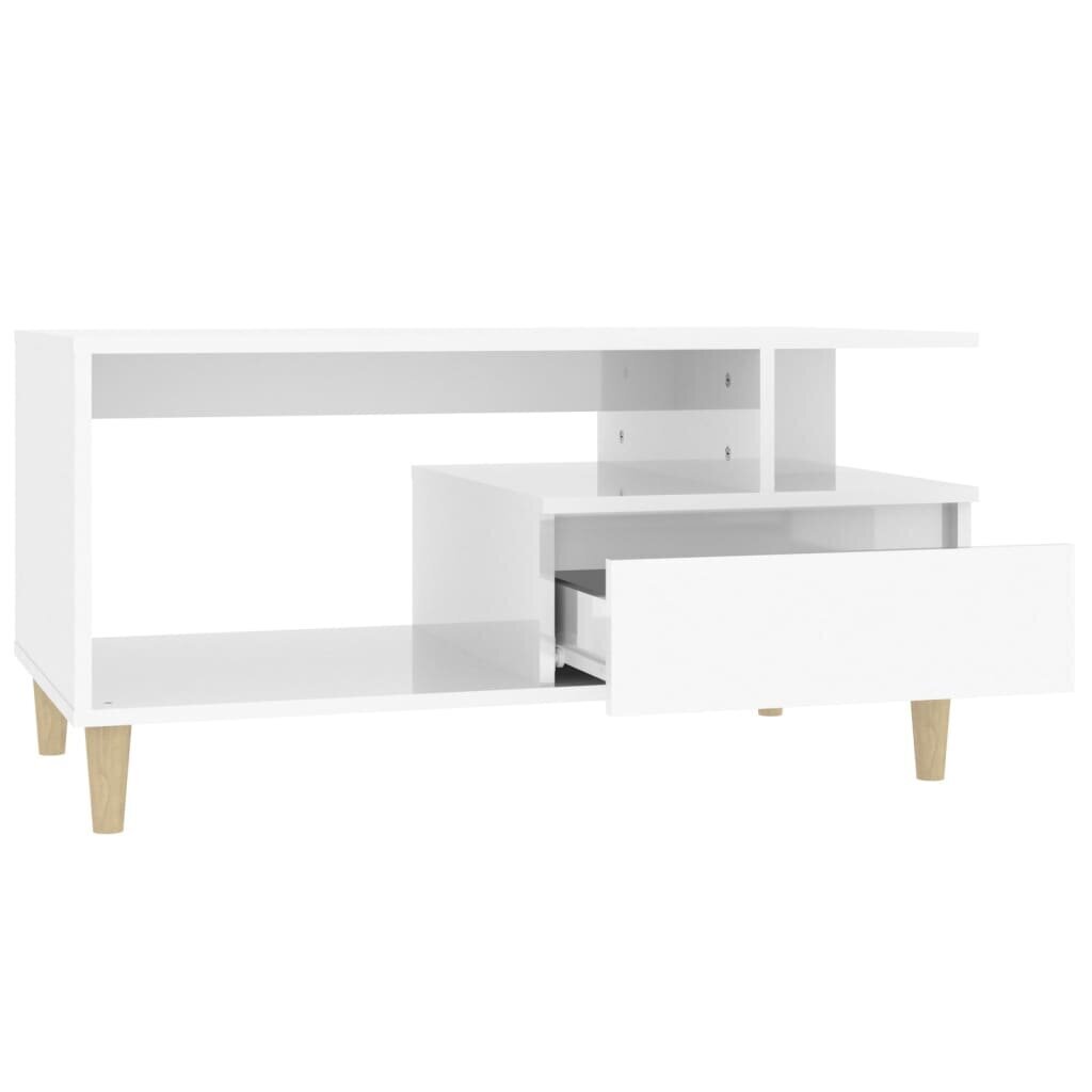 vidaXL Sohvapöytä korkeakiilto valkoinen 90x49x45 cm tekninen puu hinta ja tiedot | Sohvapöydät | hobbyhall.fi