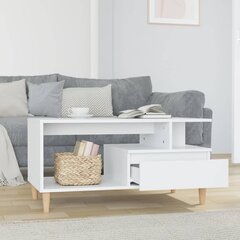 vidaXL Sohvapöytä korkeakiilto valkoinen 90x49x45 cm tekninen puu hinta ja tiedot | Sohvapöydät | hobbyhall.fi