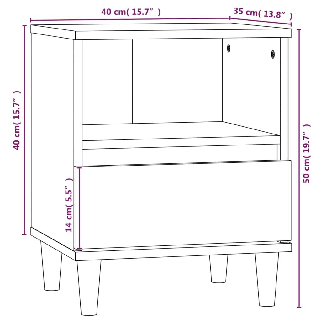 vidaXL Yöpöytä harmaa Sonoma 40x35x50 cm hinta ja tiedot | Yöpöydät | hobbyhall.fi