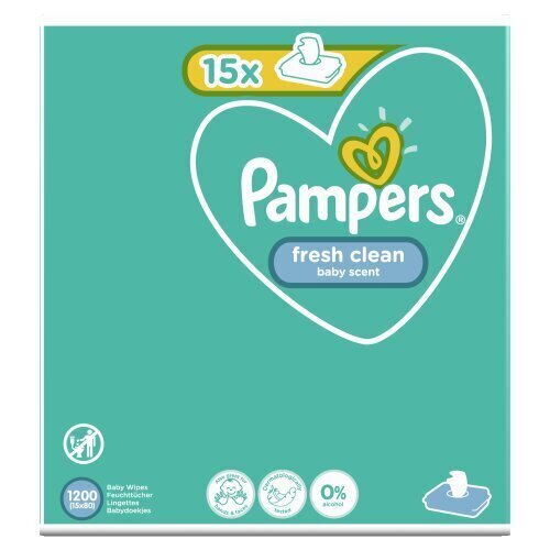 Kosteuspyyhkeet Pampers Fresh Clean 15x80 kpl hinta ja tiedot | Vauvojen kosteuspyyhkeet | hobbyhall.fi