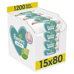 Kosteuspyyhkeet Pampers Sensitive, 15x80 kpl hinta ja tiedot | Vauvojen kosteuspyyhkeet | hobbyhall.fi