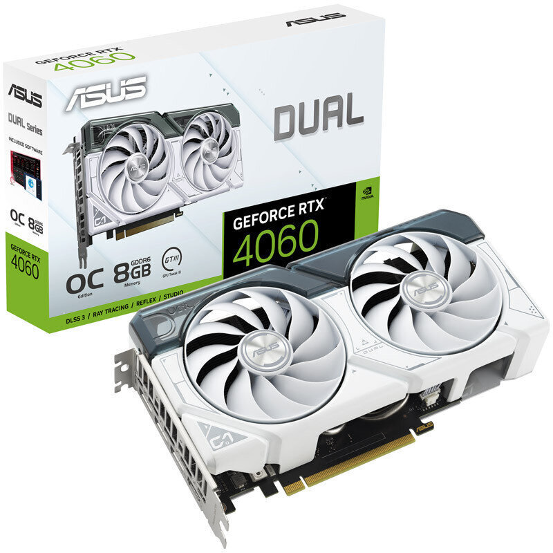 Asus Dual GeForce RTX 4060 OC White Edition hinta ja tiedot | Näytönohjaimet | hobbyhall.fi